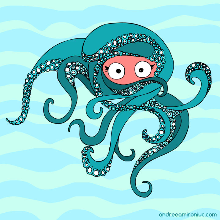 数字艺术 标题为“Octopus” 由Andreea Mironiuc, 原创艺术品, 数字油画