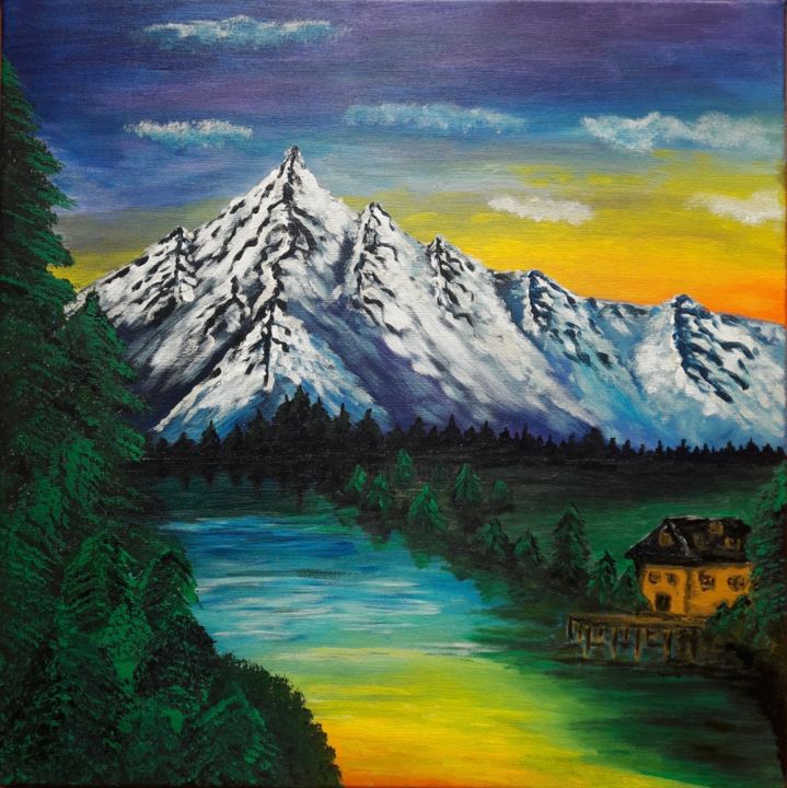 Painting titled "Mountains" by Andreea Vîță, Original Artwork, Acrylic