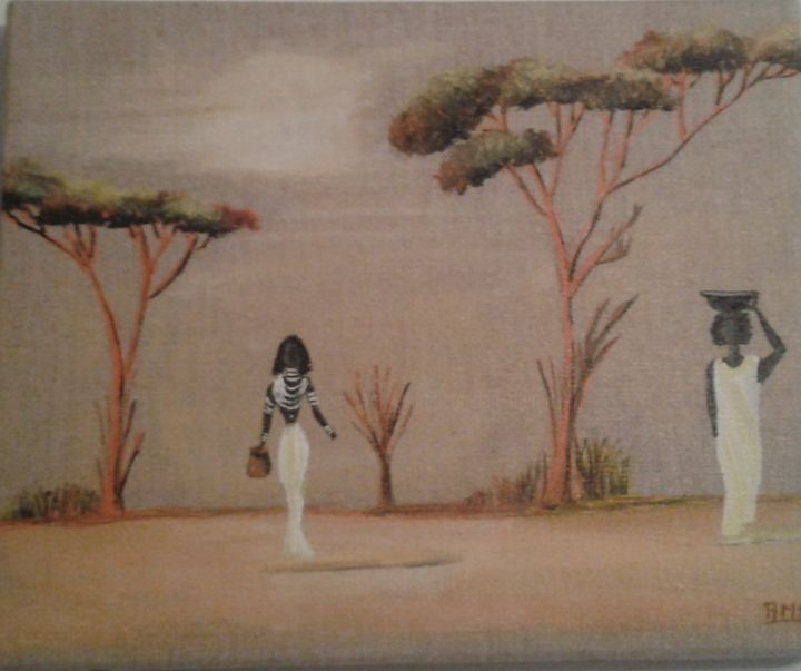 Painting titled "L'afrique du Sud" by Andrée Mercier, Original Artwork, Acrylic