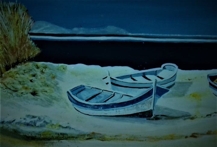 Peinture intitulée "petit-coin-de-plage…" par Andrée Mercier, Œuvre d'art originale, Acrylique