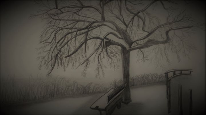 Dessin intitulée "brouillard.jpg" par Andrée Mercier, Œuvre d'art originale, Crayon