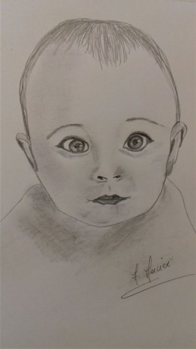 Disegno intitolato "baby.jpg" da Andrée Mercier, Opera d'arte originale, Matita