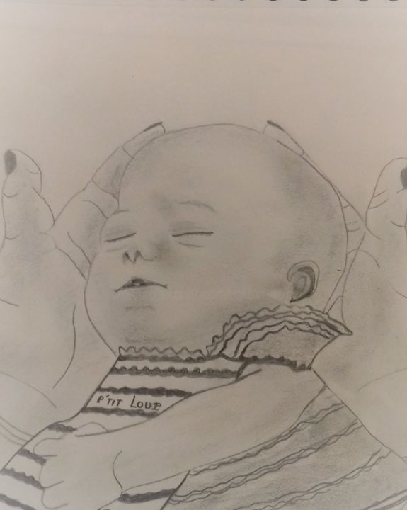 Drawing titled "naissance.jpg" by Andrée Mercier, Original Artwork, Pencil