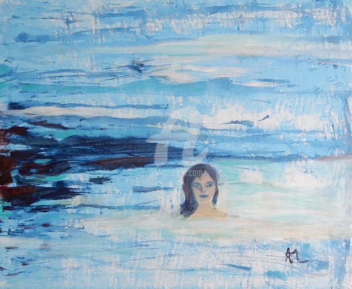 Pintura intitulada "Dans la mer" por Andrée Mollard, Obras de arte originais, Acrílico