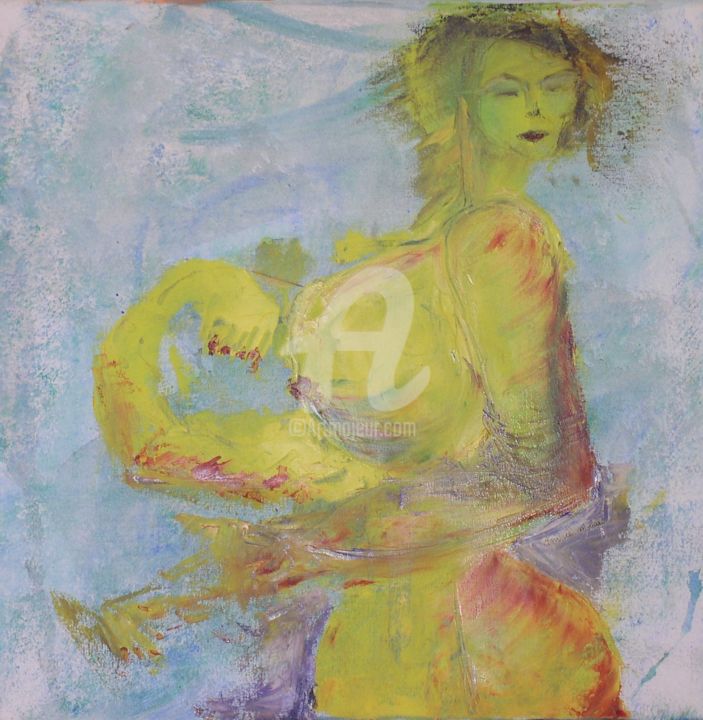 Pintura titulada "Tourbillon jaune" por Andrée Mollard, Obra de arte original, Acrílico