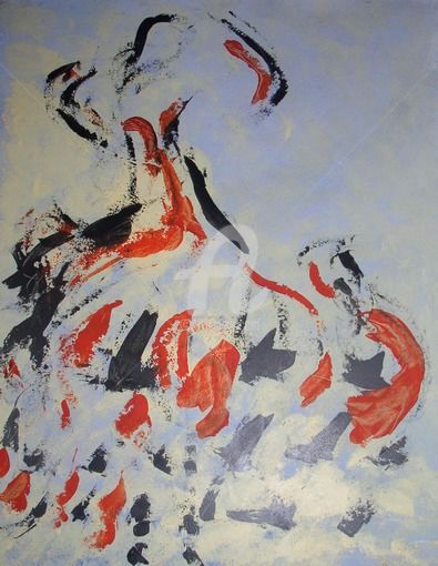 Painting titled "Gitane rouge et noi…" by Andrée Mollard, Original Artwork, Acrylic