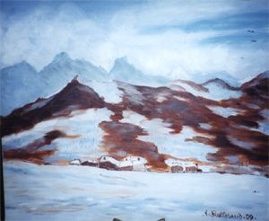Painting titled "PAYSAGE ALPIN d'apr…" by Axel Guillebaud, Original Artwork