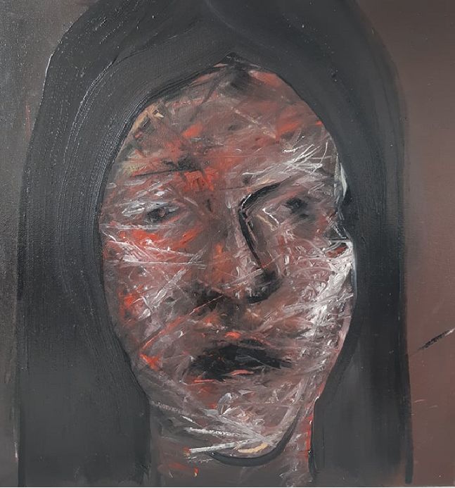 Painting titled "Sorrow" by Andrei Adobritei, Original Artwork, Oil