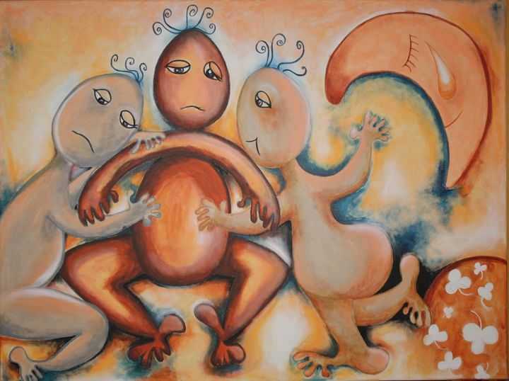 Painting titled "Kinder die heute Ni…" by Maria Voican, Original Artwork, Acrylic