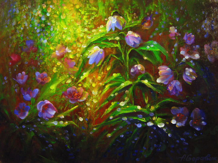 Картина под названием "Весенняя капель" - Андрей Боравик, Подлинное произведение искусства, Масло