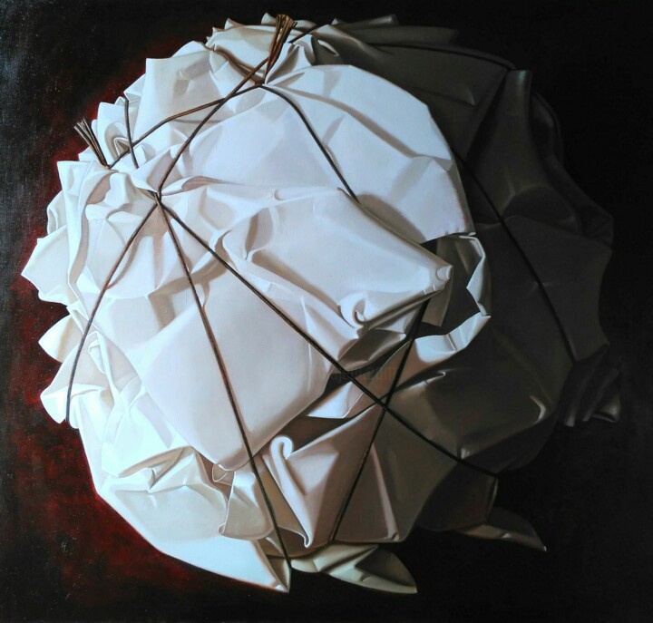 Pittura intitolato "Paper ball" da Andrei Buryak, Opera d'arte originale, Olio
