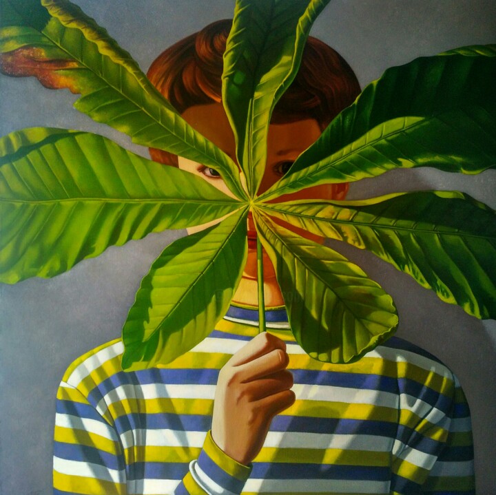 Painting titled "Leaf2" by Andrei Buryak, Original Artwork, Oil