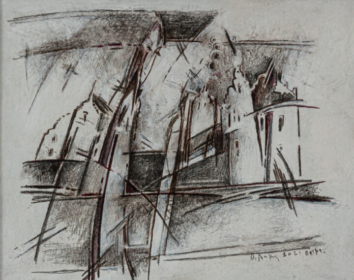 Картина под названием "Winds" - Andrei Dukhounikau, Подлинное произведение искусства, Карандаш Установлен на картон