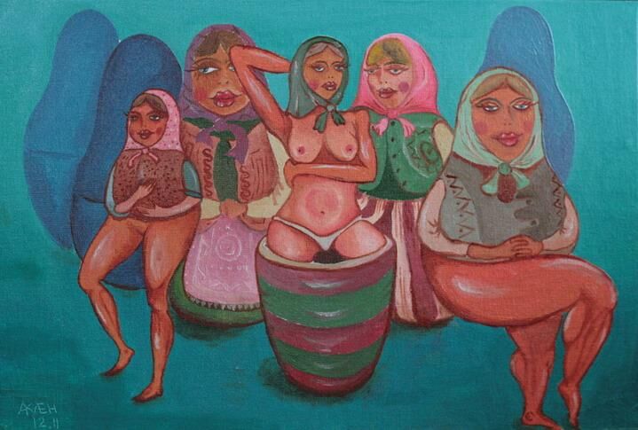 Painting titled "Russian dolls" by Andrei Klenov, Original Artwork, Oil