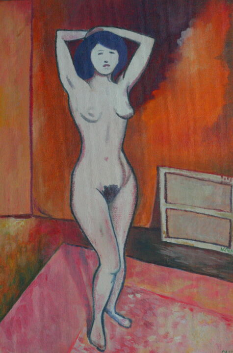 Peinture intitulée "Model with raised h…" par Andrei Klenov, Œuvre d'art originale, Huile