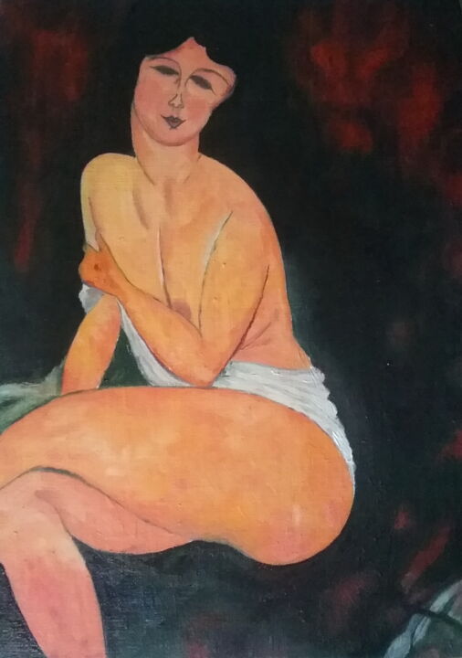 Painting titled "Sitting on the sofa…" by Andrei Klenov, Original Artwork, Oil