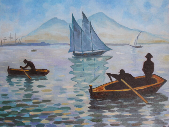Painting titled "Boats 2" by Andrei Klenov, Original Artwork, Oil