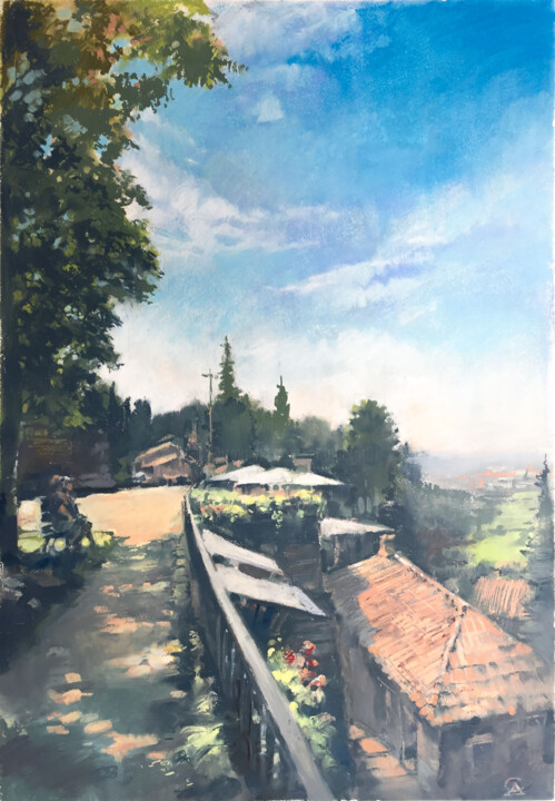 Painting titled "Midday In Bergamo" by Andrei Svistunov, Original Artwork, Pastel