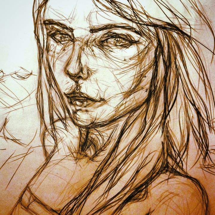 Dessin intitulée "Alexandra" par Andrei Temnenky, Œuvre d'art originale, Crayon