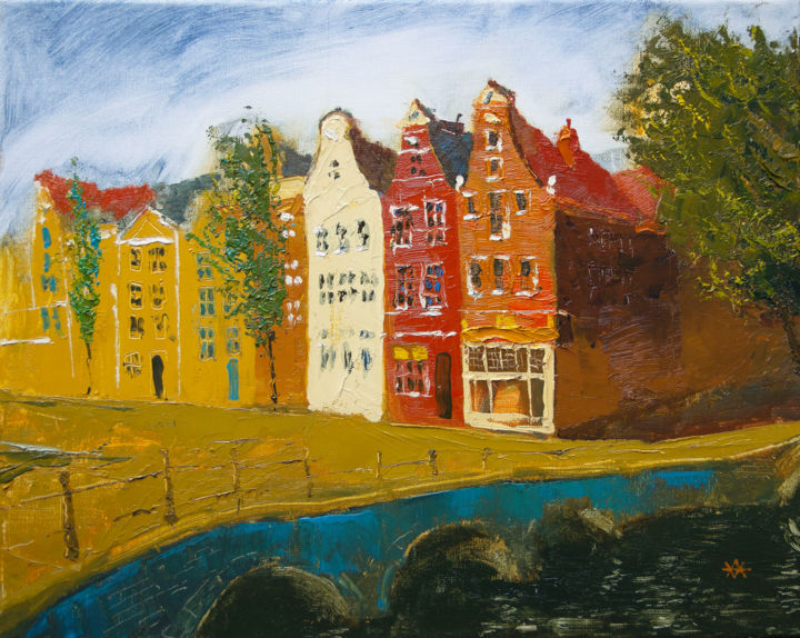 Peinture intitulée "Amsterdam in Mid-Se…" par Andrei Voica, Œuvre d'art originale, Huile