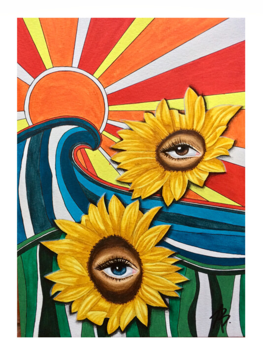 Peinture intitulée "SUNFLOWER 2" par Andreia Barros, Œuvre d'art originale, Acrylique