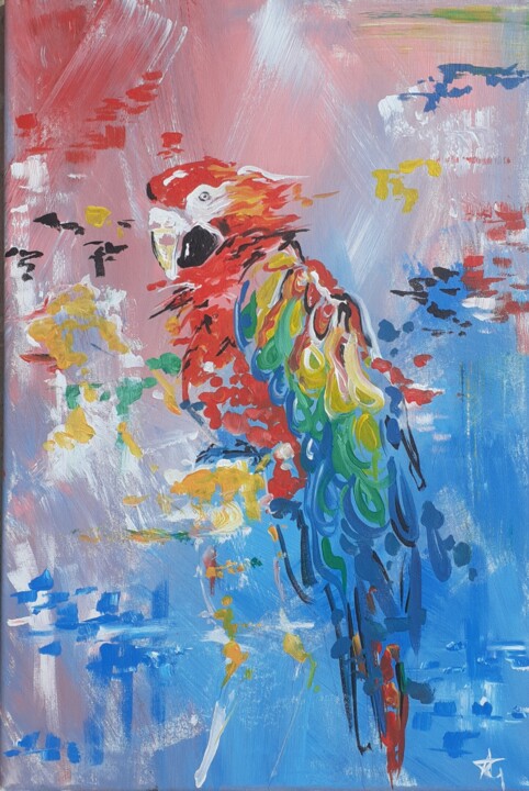 Pintura intitulada "Papagaio" por Andreia Garraia, Obras de arte originais, Acrílico