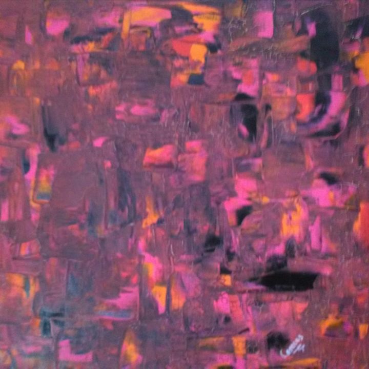 Painting titled "Pink" by Caracas, Original Artwork, Acrylic Mounted on Wood Panel