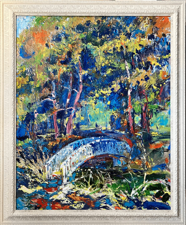 Painting titled "Walking in the park…" by Andrey Chebotaru, Original Artwork, Oil