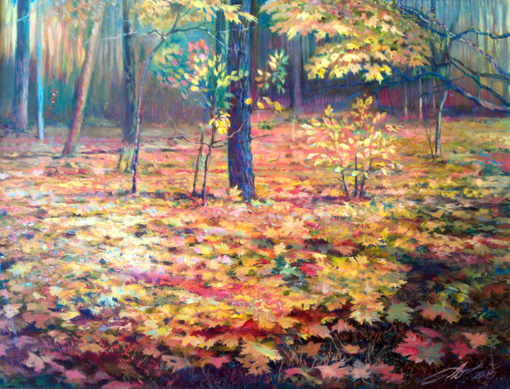 Painting titled "Осень" by Andrej Denisenko, Original Artwork