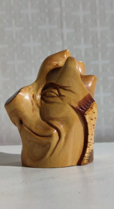Sculpture titled "Birch Goblin" by Andrei Latyshev, Original Artwork, Wood