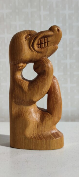 Sculpture titled "Kind Angry Dog" by Andrei Latyshev, Original Artwork, Wood