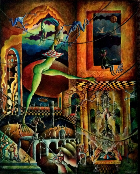 Peinture intitulée "Le Cirque" par Andrej Platounov, Œuvre d'art originale, Huile