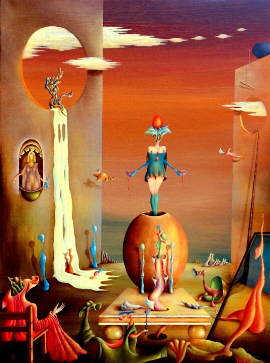 Peinture intitulée "L'Oeuf de Pâques" par Andrej Platounov, Œuvre d'art originale, Huile Monté sur Châssis en bois