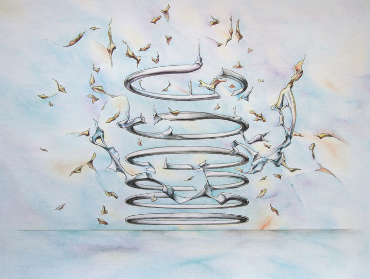 Рисунок под названием "Левитация" - Андрей Пшеничный, Подлинное произведение искусства, Цветные карандаши