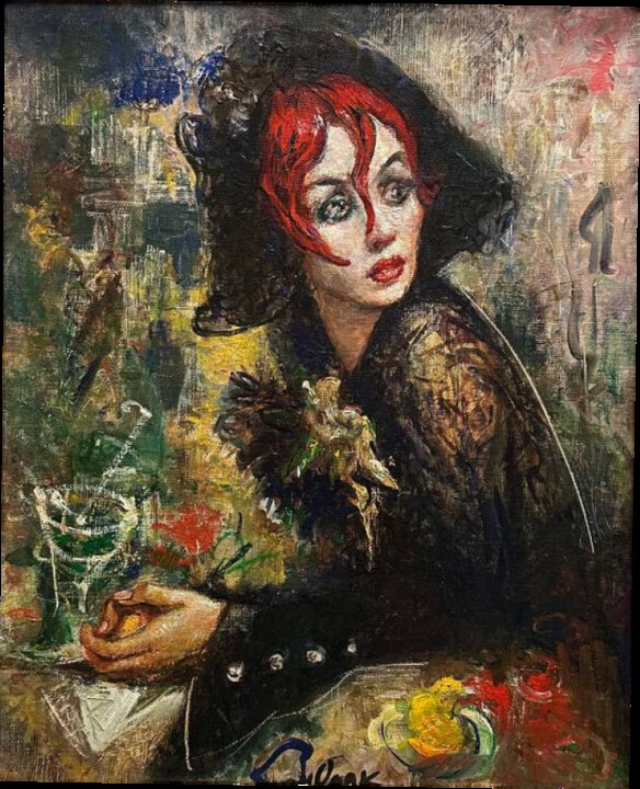 Malerei mit dem Titel "Любительница коктей…" von Andrej Smolak, Original-Kunstwerk, Öl