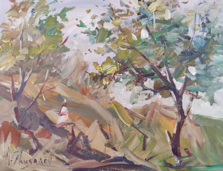 Картина под названием "Летний день" - Андрей Шугаров, Подлинное произведение искусства, Масло