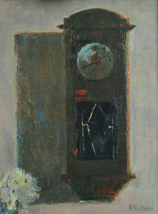 Картина под названием "Старинные часы" - Андрей Жевакин, Подлинное произведение искусства, Масло