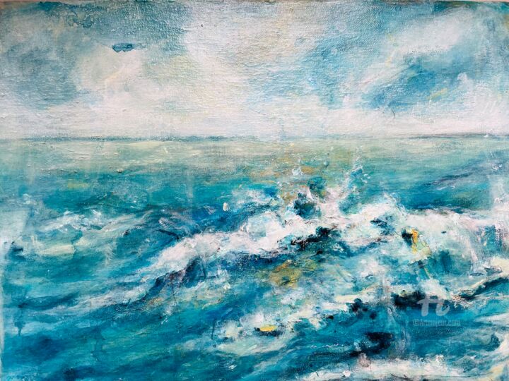 Painting titled "Baltic Seascape" by Andreja Soleil, Original Artwork, Acrylic