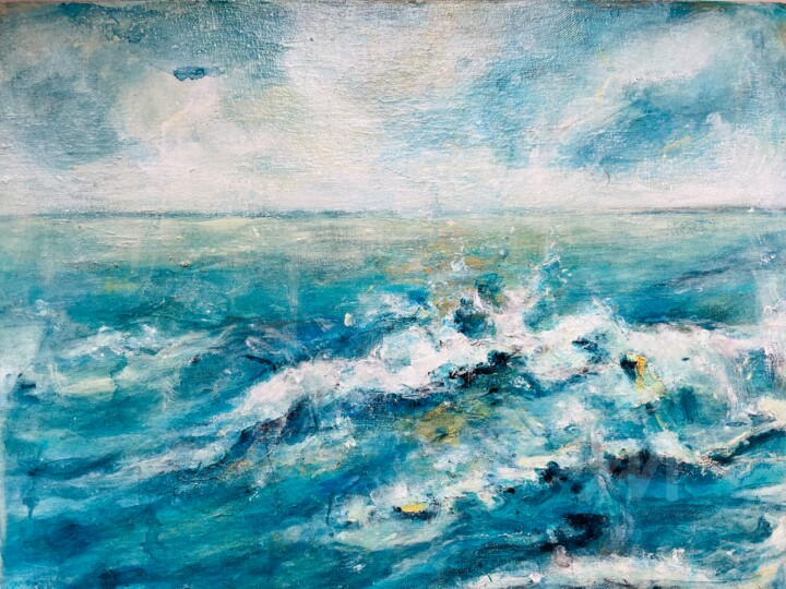 Painting titled "Baltic Seascape" by Andreja Soleil, Original Artwork, Acrylic