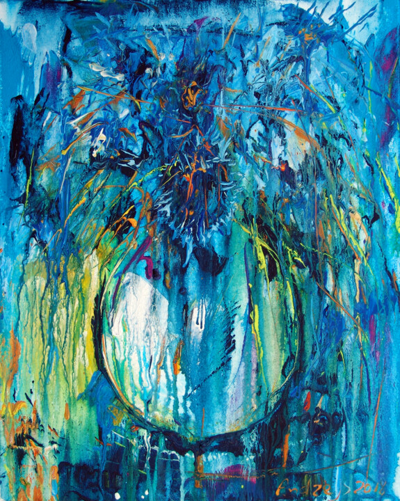 Peinture intitulée "Wild Blue" par Andrejs Bovtovičs, Œuvre d'art originale, Acrylique