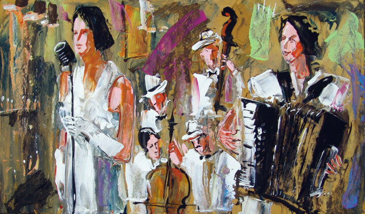 「Carte Blanche Jazz…」というタイトルの絵画 Andrejs Bovtovičsによって, オリジナルのアートワーク, アクリル