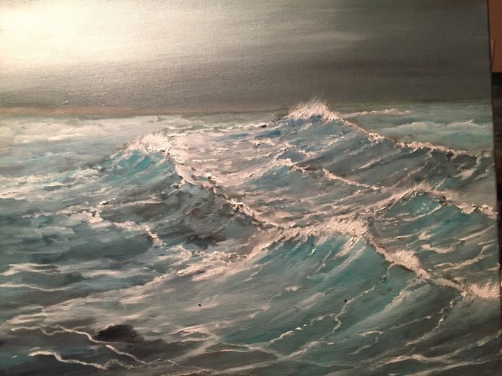 Painting titled "Tempête Carmen" by André Kermorvant, Original Artwork, Oil