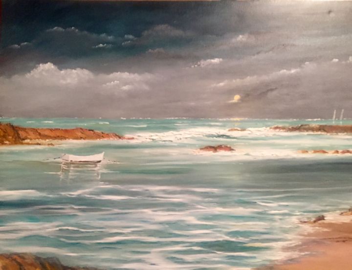 Painting titled "Après l'orage" by André Kermorvant, Original Artwork, Oil