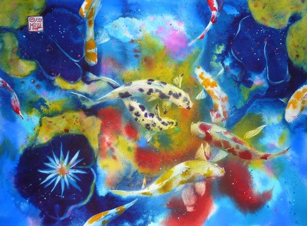 Painting titled "Gotan Koi" by André Méhu, Original Artwork