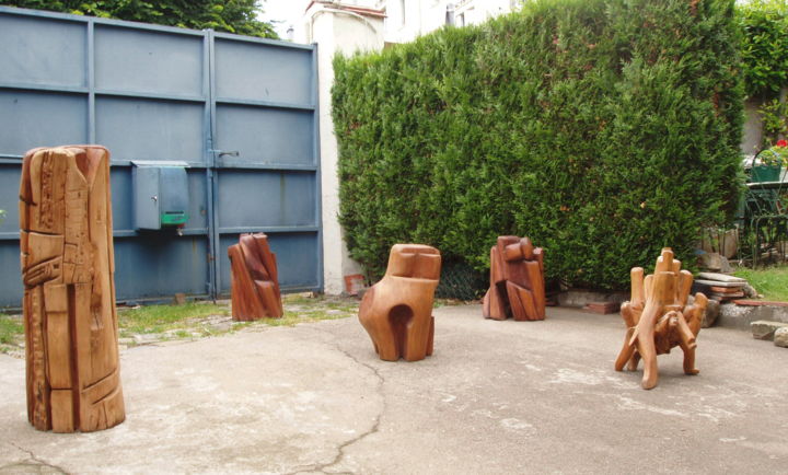 Escultura intitulada "sculptures-bois.jpg" por André Quétard, Obras de arte originais, Madeira