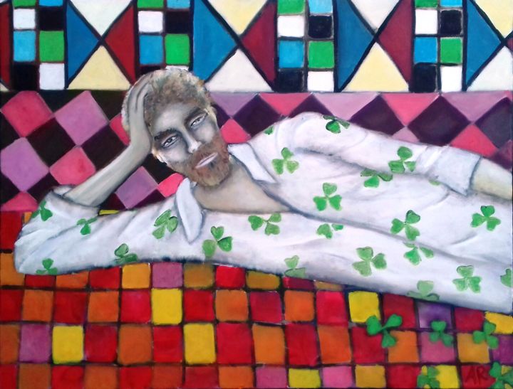 Картина под названием "homme-aux-trefles.j…" - Andre Rippert, Подлинное произведение искусства, Масло