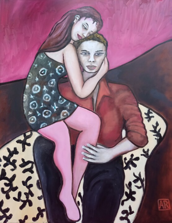 Peinture intitulée "Couplé gourmand" par Andre Rippert, Œuvre d'art originale, Huile