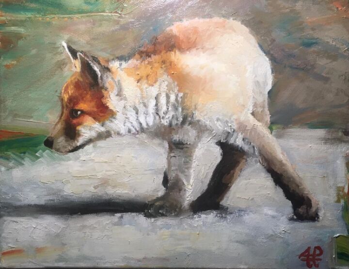 Pintura titulada "Fox" por Andres Portillo, Obra de arte original, Oleo Montado en Bastidor de camilla de madera