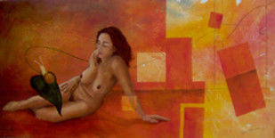 Pintura titulada "desintegración espa…" por Andrés Loboguerrero, Obra de arte original,