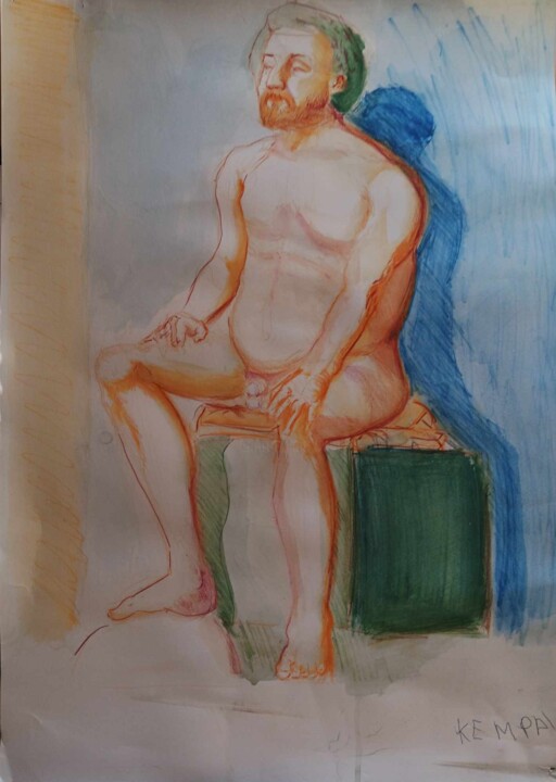 Disegno intitolato "Man Standing" da Andrew Gordo (kempai), Opera d'arte originale, Pastello